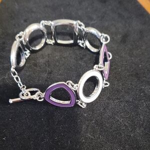 Silver and Purple Geometric Bracelet